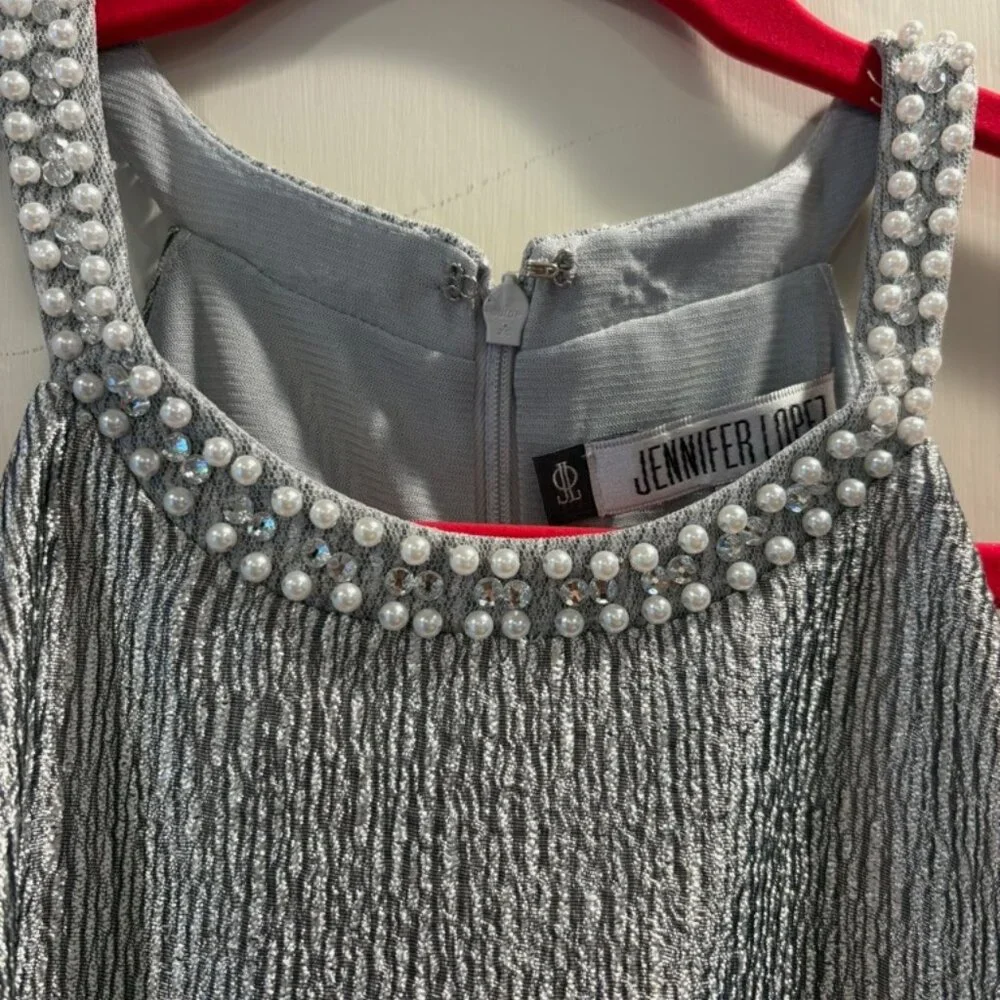 Jennifer Lopez Mini, Fit & Flare, A-Line SILVER dress - Picture 4 of 8
